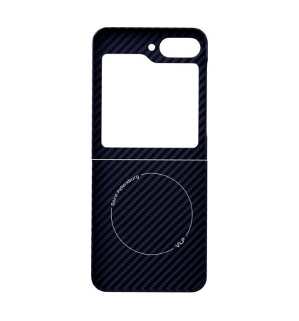 Чехол-накладка VLP Kevlar Сase MagSafe для смартфона Samsung Galaxy Z Flip 6 Dark Blue