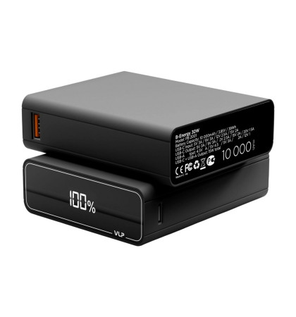 Внешний аккумулятор VLP B-Energy 10000 mAh 30W, USB-C, USB-A Gray