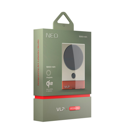 Внешний аккумулятор VLP NEO MagSafe, Qi2, 5000 mAh, 3A, USB-C, Amber Gray