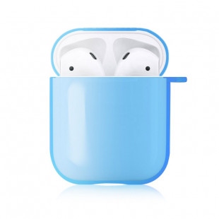 Чехол силиконовый Neon с карабином (Apple AirPods) Голубой
