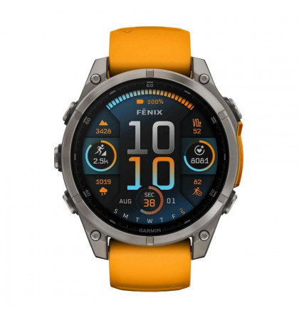 Умные часы Garmin Fenix 8 51mm Amoled Sapphire DLC Titanium Spark/Orange